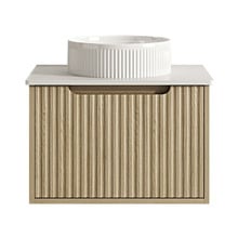 Colette 600mm Natural Oak Wall Hung Vanity with Stone Countertop